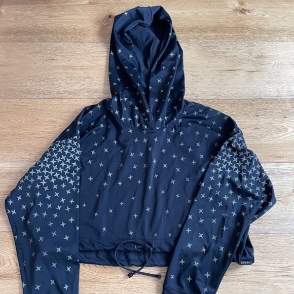 Koral Activewear Star-Print Hooded Sweatshirt Pullover Size L Black‎ - Picture 3 of 9